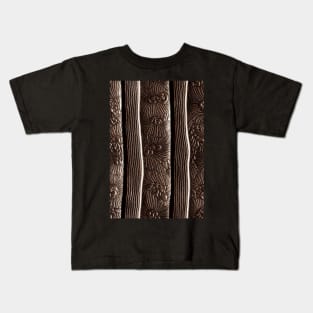 Dark Brown Ornamental Leather Stripes, natural and ecological leather print #45 Kids T-Shirt